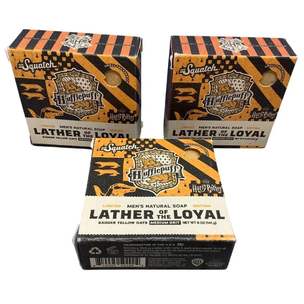 3 Dr. Squatch Harry Potter Soap Hufflepuff Lather Of The Loyal Limited Edition